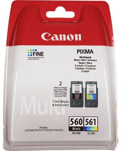 Canon PG560 Negro + CL561 Color Pack de 2 Cartuchos de Tinta Originales - 3713C006